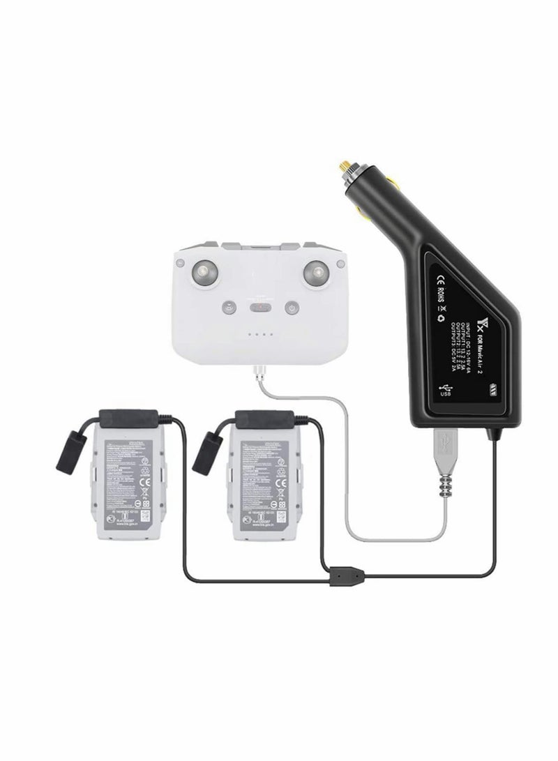 Mavic Air 2 and Air 2S Drone Car Charger, 3 in 1 Battery and Remote Control Charging Solution - Image 1