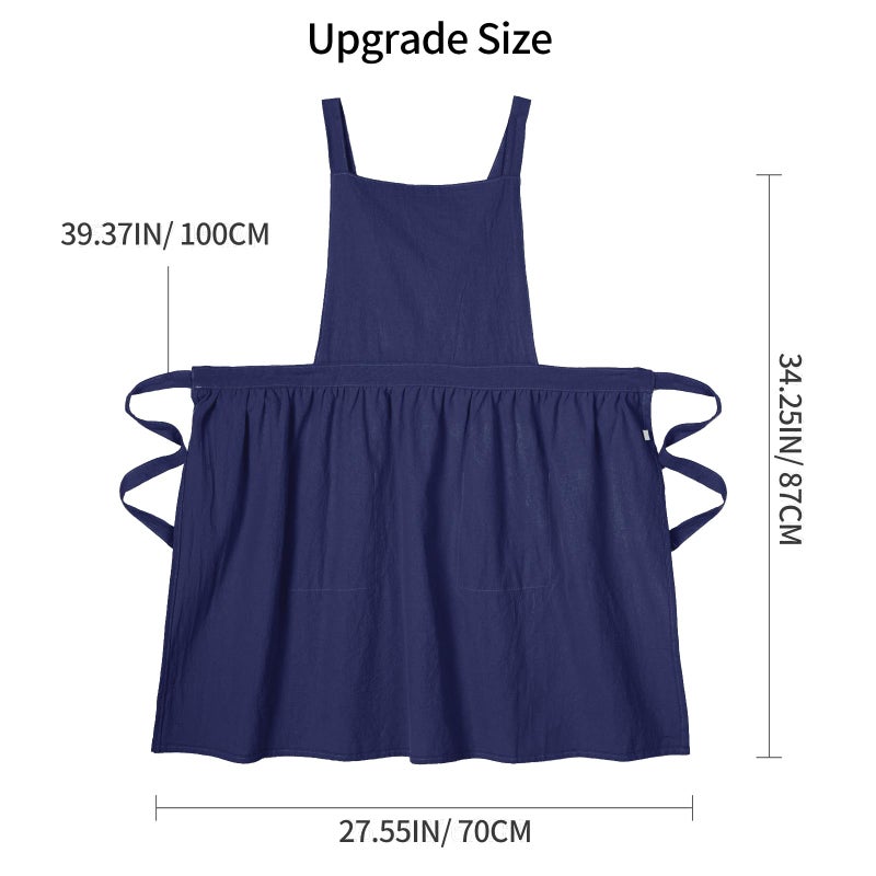 Pinknoke Cotton Linen Pinafore Apron Dress for Women with Pockets Cute Art Chef Aprons for Kitchen Baking Gardening Painting - Image 5