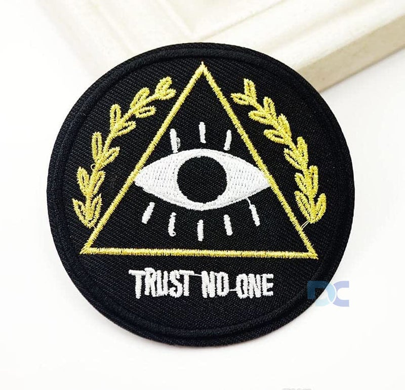 Daily Crafts Daily Crafts Eye Iron on Patches for Jean Jackets 3pcs Trust No One Embroidered Ironon Patch for Backpacks Sewon Appliques for Clothing Garment DIY Decor Accessary Size 29x29 inch  - Image 2