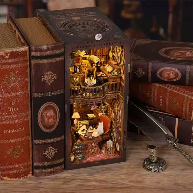 Magic Time Library Diy Cabin Book Stand Toy Ornaments Handmade Assembled Model Small House Building Blocks Gift - Image 3