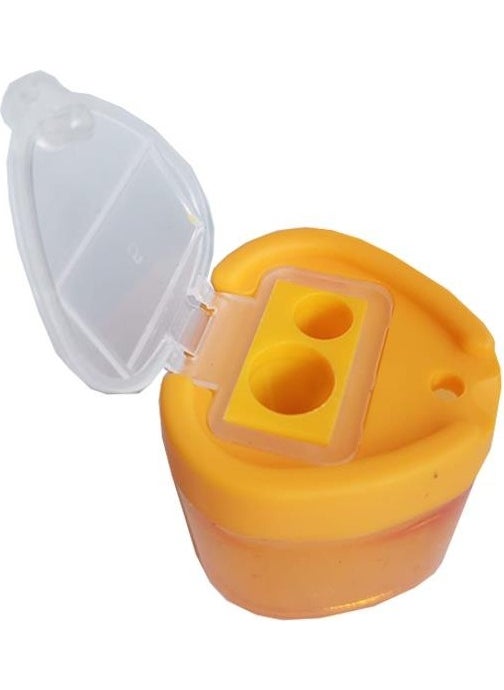 Fixpoint Pencil Sharpener Double Eyed Triangle Yellow Pencil Sharpener with 1 Chamber Vibrant Colors Standard Pencil Sharpener Jumbo Pencil Sharpener  - Image 2