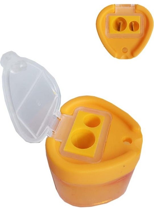 Fixpoint Pencil Sharpener Double Eyed Triangle Yellow Pencil Sharpener with 1 Chamber Vibrant Colors Standard Pencil Sharpener Jumbo Pencil Sharpener  - Image 3