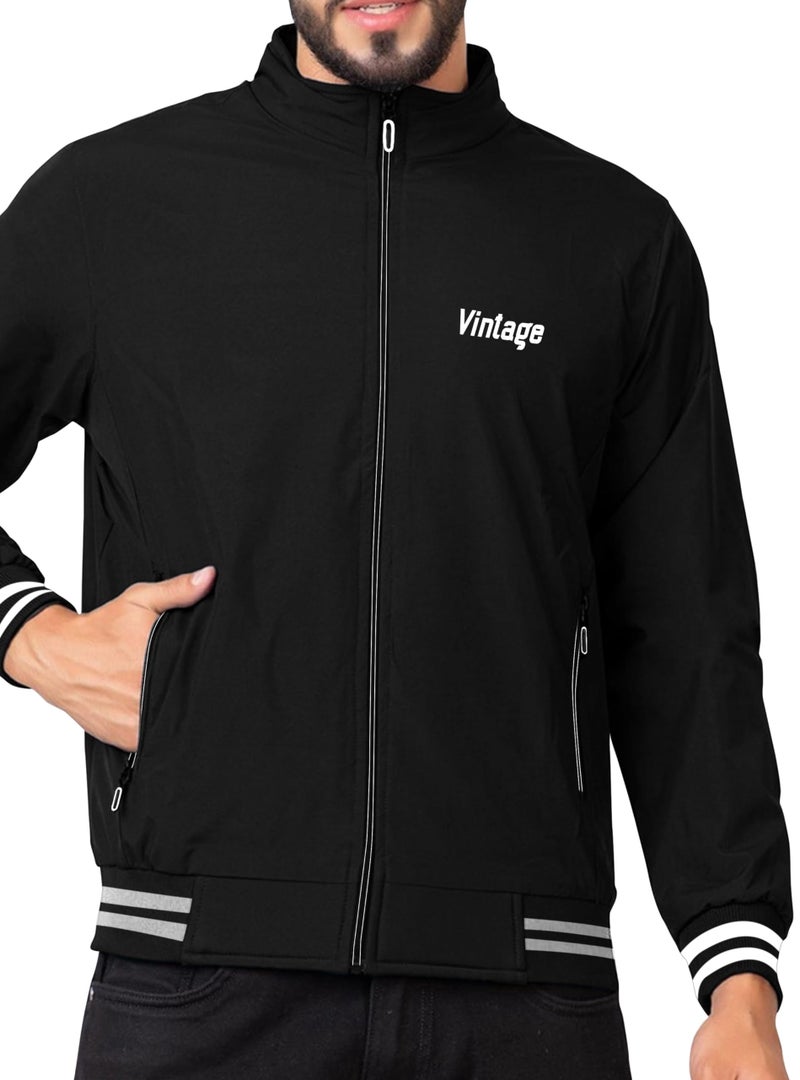 FTX Men Solid Full Sleeve Black Color Regular Fit Windcheater Casual Jacket - Image 3