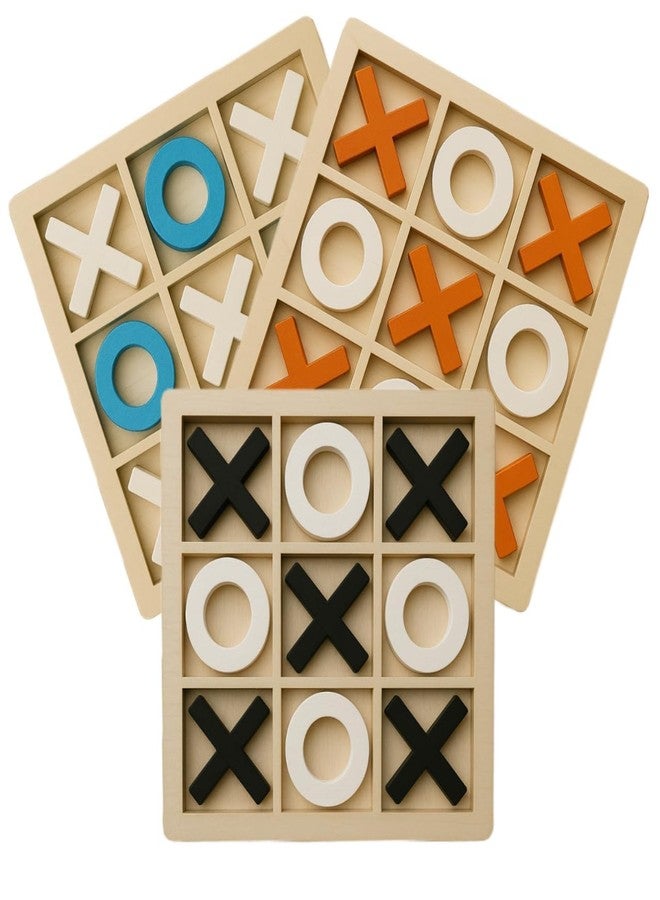 ZELVO Classic Tic Tac Toe Toy Zero and Cross Game Wooden Tic Tac Toe Game,tic tac Toy XOXO Toys- Festival Gifts, Diwali Gift | Multicolor (Pack of 3) - Image 1