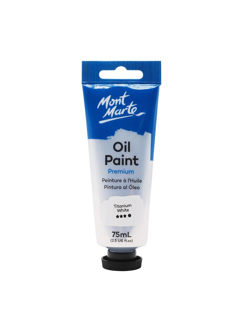 Mont Marte Premium Oil Paint 75ml Content Titanium White  - Image 1