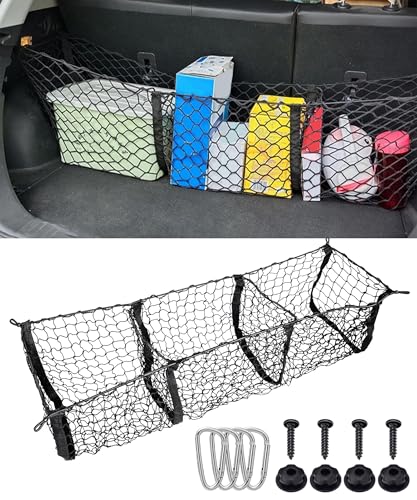 UBOG Cargo NetCargo Net for SUVTruck Bed OrganizerCar Accessories Automotive Cargo Nets3 Pocket Truck Bed Cargo NetTruck Net Truck StorageMesh Storage Net for SUV Car Pickup Truck Bed Etc - Image 1