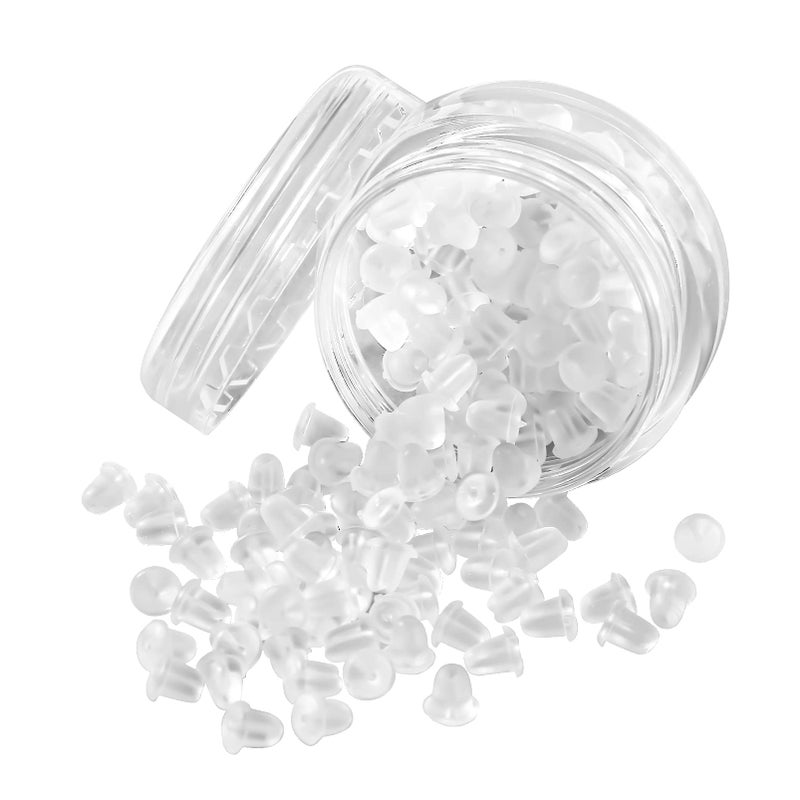 hulubo Rubber Earring Backs Soft Clear Earring Backings for Studs Hypoallergenic Silicone Earrings Backs Stopper Replacement for Women (100 Pcs) - Image 1