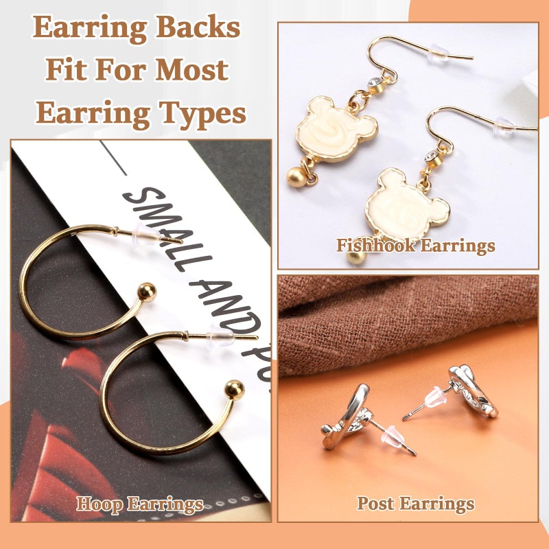 hulubo Rubber Earring Backs Soft Clear Earring Backings for Studs Hypoallergenic Silicone Earrings Backs Stopper Replacement for Women (100 Pcs) - Image 5