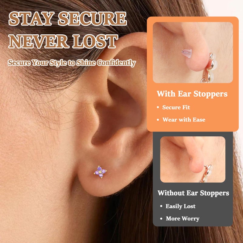 hulubo Rubber Earring Backs Soft Clear Earring Backings for Studs Hypoallergenic Silicone Earrings Backs Stopper Replacement for Women (100 Pcs) - Image 3