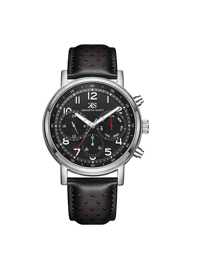 KENNETH SCOTT Kenneth Scott Men's Black  Dial Analog Watch - K24119-SLBB  - Image 1