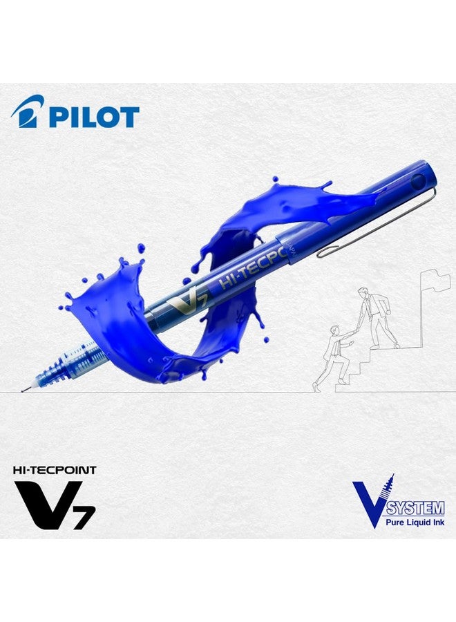Pilot Hi-Tecpoint V7 0.7mm Fine Point Pure Liquid Ink Roller Ball Pen | Pack Of 3 (1 Blue + 1 Black + 1 Red) - Image 2