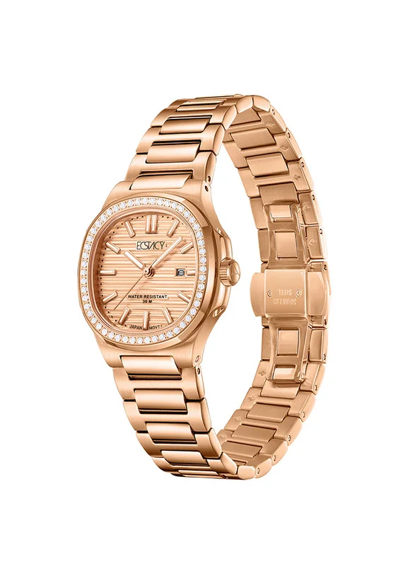 إكستاسي ECSTACY E24505-RBKK Women Analog Display Watch & Stainless Steel Strap Two Tone Rose Gold