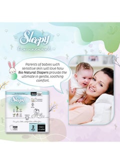 Sleepy Pack Of 204 Bio Natural Premium Size 2 Diapers, Baby Dry Taped Diapers, 3-6Kg, Hypoallergenic, 3X68 Water Based, Almond Milk, Vegan, 100% Leakproof, 3 X 68 Pieces  - Image 4