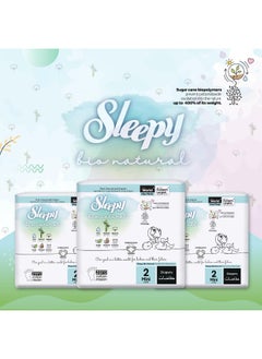 Sleepy Pack Of 204 Bio Natural Premium Size 2 Diapers, Baby Dry Taped Diapers, 3-6Kg, Hypoallergenic, 3X68 Water Based, Almond Milk, Vegan, 100% Leakproof, 3 X 68 Pieces  - Image 3