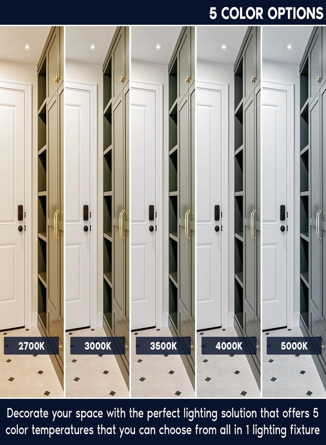 LUXRITE مصباح لوكسرايت LED غائر بدون إطار، 10 واط، 850 لومن، 5 درجات حرارة لونية قابلة للاختيار من 2700 كلفن إلى 5000 كلفن، زاوية شعاع 60 درجة، قابل للتعتيم، مصباح ضغط وقفل، مؤشر تجسيد اللون 90، مقاوم للرطوبة ومعتمد من IC، مصباح سفلي للجدران الجصية، أبيض ETL - Image 2