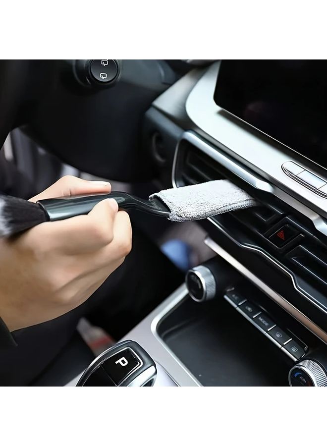 Black Dual Head Car Cleaning Brush Hard Soft Bristles For AC Vents Seats - Image 4