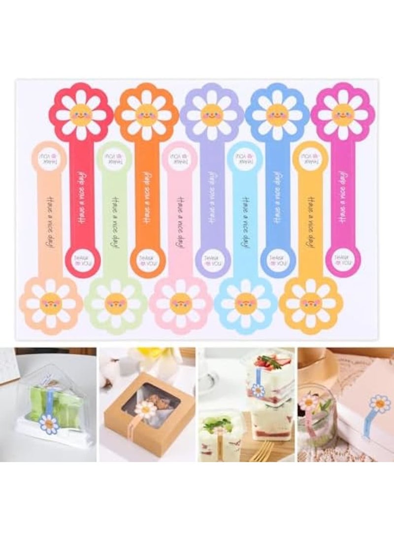 SYOSI 300pcs Lollipop Baking Stickers for Cake Boxes, Coffee Cups, & Bottles, Long Label Flower Sealing Bakery Stickers for Gift Wrapping, Handmade ，Self-Adhesive Tamper-Evident Seal Labels (Multicolor) - Image 1