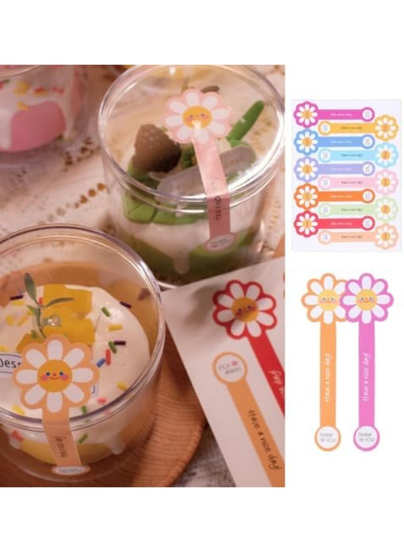 SYOSI 300pcs Lollipop Baking Stickers for Cake Boxes, Coffee Cups, & Bottles, Long Label Flower Sealing Bakery Stickers for Gift Wrapping, Handmade ，Self-Adhesive Tamper-Evident Seal Labels (Multicolor) - Image 4