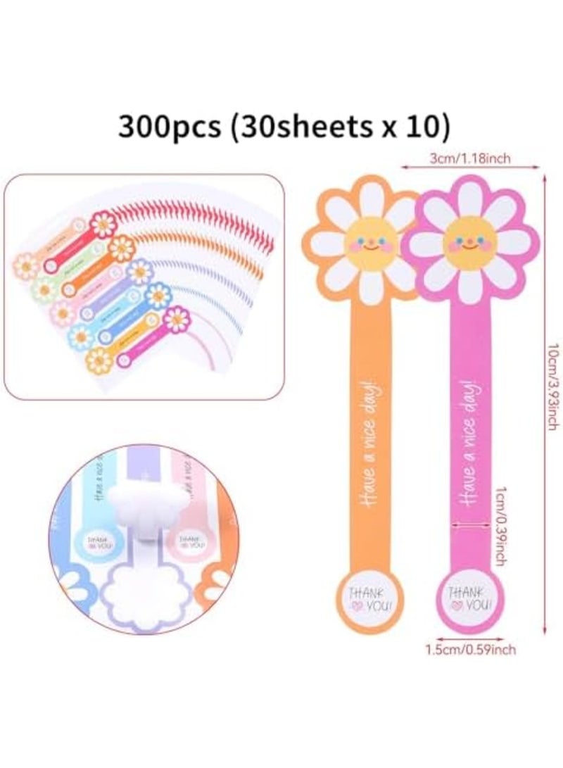 SYOSI 300pcs Lollipop Baking Stickers for Cake Boxes, Coffee Cups, & Bottles, Long Label Flower Sealing Bakery Stickers for Gift Wrapping, Handmade ，Self-Adhesive Tamper-Evident Seal Labels (Multicolor) - Image 5