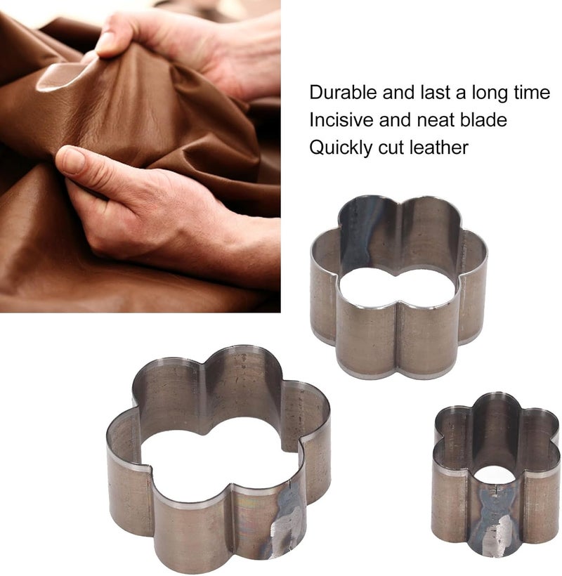 klarako 3 Pcs Flower Shaped Leather Cutter 30 40 50mm Alloy Steel Leather Cutting Die Punch for Layered Fabrics - Image 2
