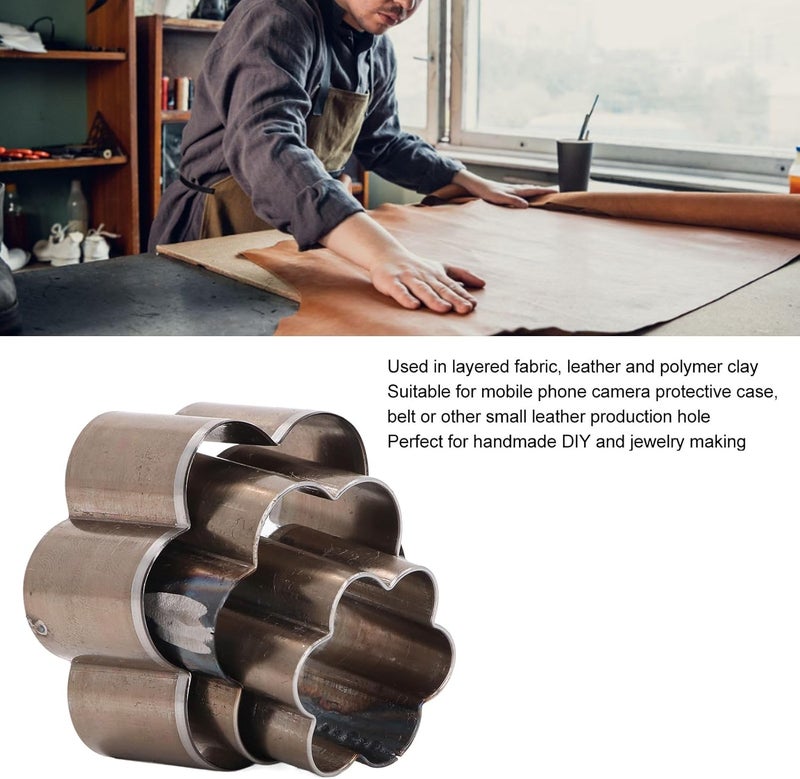 klarako 3 Pcs Flower Shaped Leather Cutter 30 40 50mm Alloy Steel Leather Cutting Die Punch for Layered Fabrics - Image 4