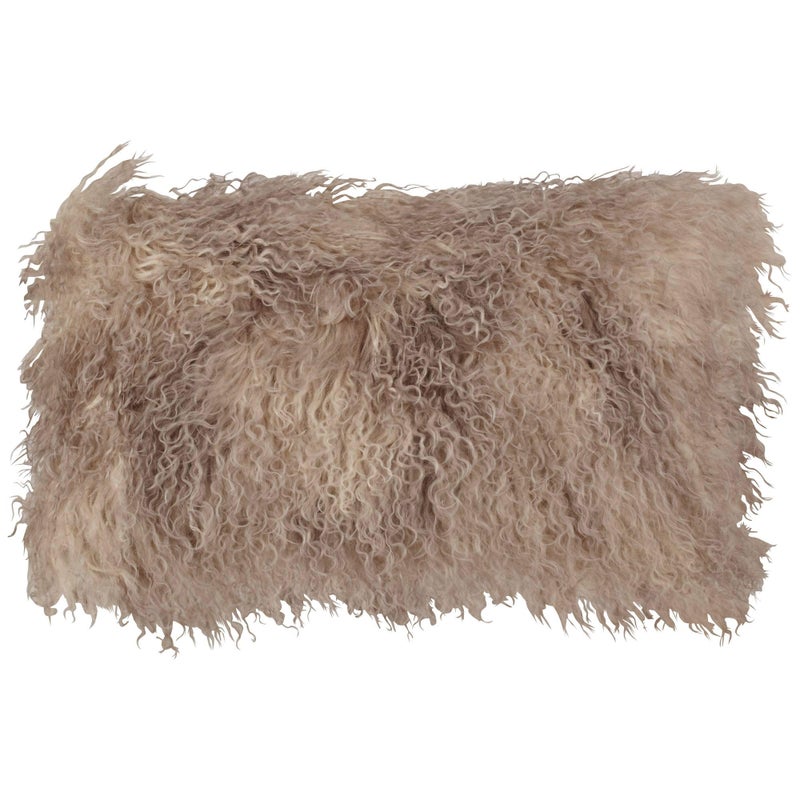 Saro Lifestyle SARO LIFESTYLE 3564OY1220B Lifestyle 100 Wool Mongolian Lamb Fur Throw Pillow with Poly Filling 12 x 20 Oyster  - Image 1