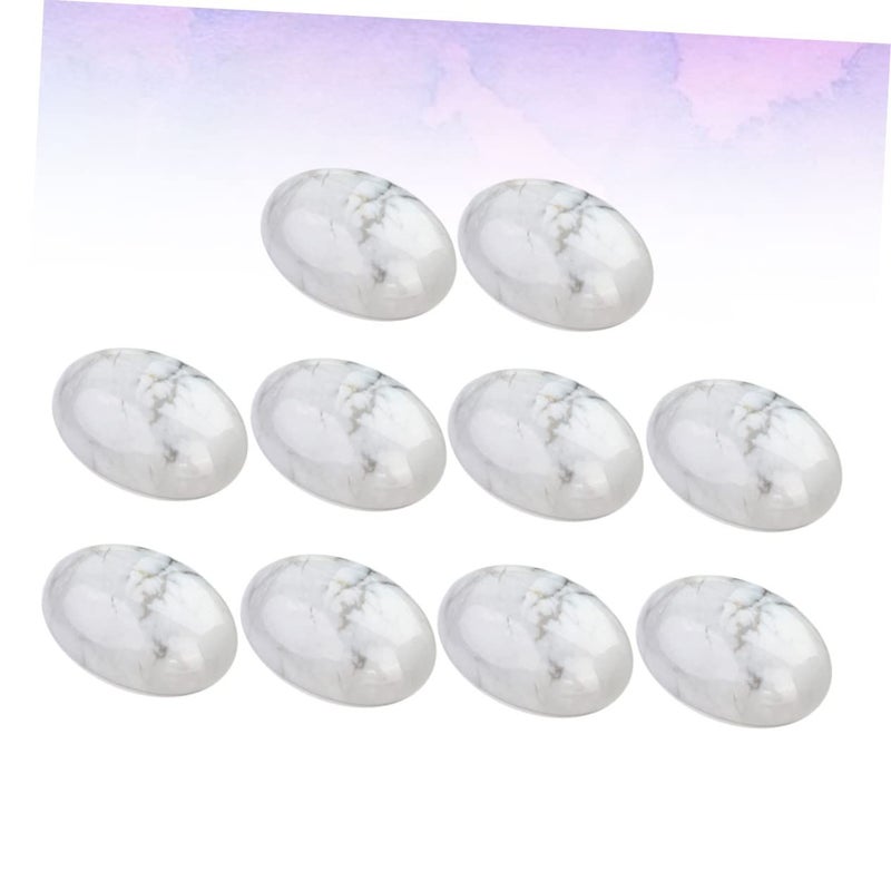 10 Pcs Howlite Cabochons Oval White Agate DIY Jewelry Making Supplies - Image 4