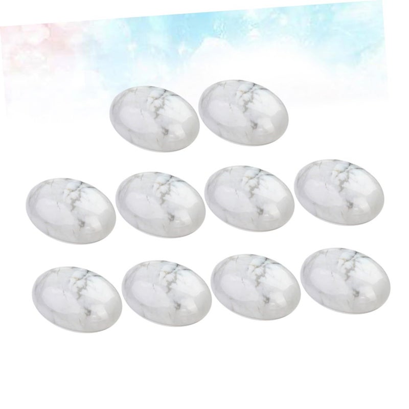 10 Pcs Howlite Cabochons Oval White Agate DIY Jewelry Making Supplies - Image 3