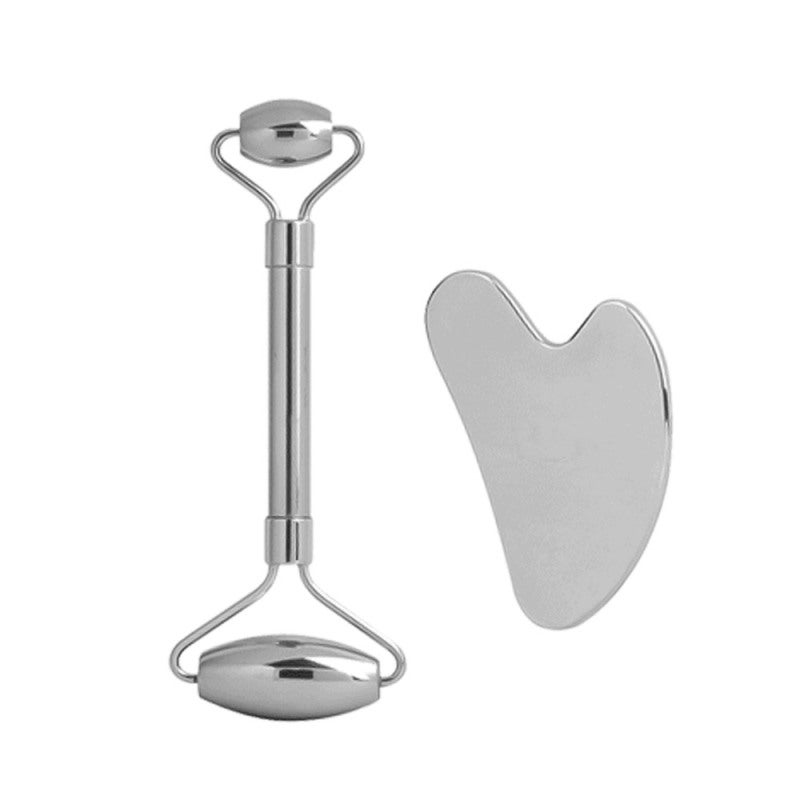 Stainless Steel Gua Sha and Face Roller Set for Face Therapy Facial Skin Care Reduce Wrinkles and Puffines Lymphatic Detoxification - Image 5