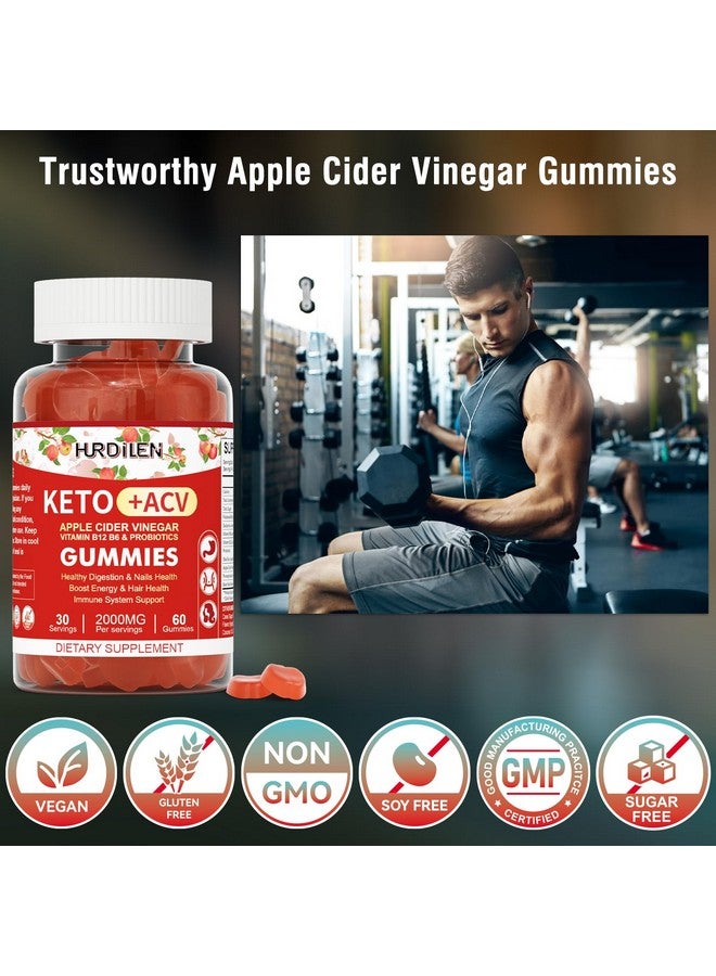 Hurdilen Keto ACV Gummies - 2000mg Apple Cider Vinegar Gummies with Probiotics, Vitamin B12 & B6 for Digestion, Energy Boost, Immunization & Hair Health - 60 Count No Sugar, Non-GMO, Gluten-Free for Women Men - Image 3