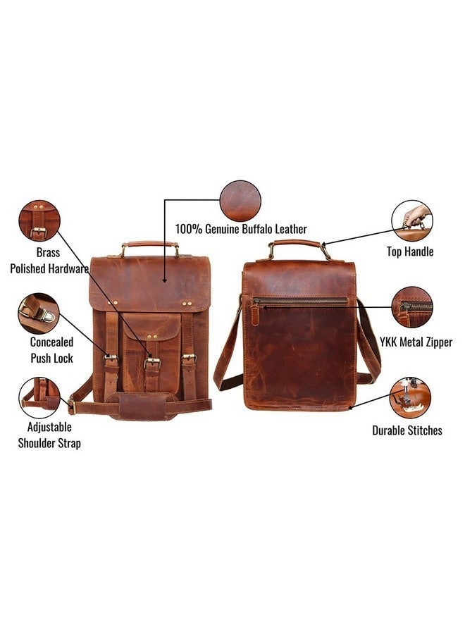 jaald Genuine Leather Messenger Bag Vintage Laptop Crossbody Bag Satchel Man Purse Shoulder Bag for man woman office bag, Brown, 13 Inches, 13 Inches Brown - Image 4