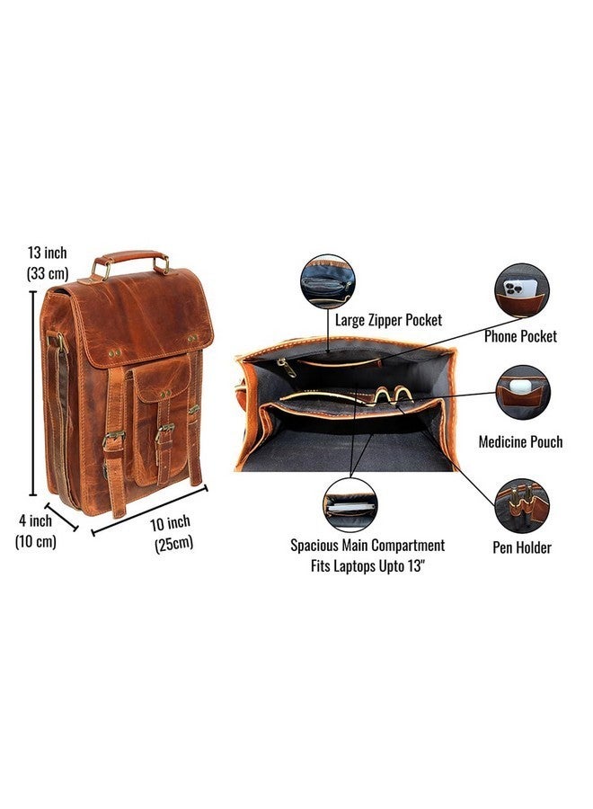 jaald Genuine Leather Messenger Bag Vintage Laptop Crossbody Bag Satchel Man Purse Shoulder Bag for man woman office bag, Brown, 13 Inches, 13 Inches Brown - Image 5