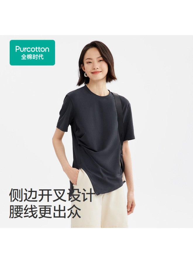 purcotton Women'S Comfortable T-Shirt, Slim Fit Stretch Top, Summer Short Sleeves, Versatile Casual Wear For Daily Commute And Everyday Use - Image 3