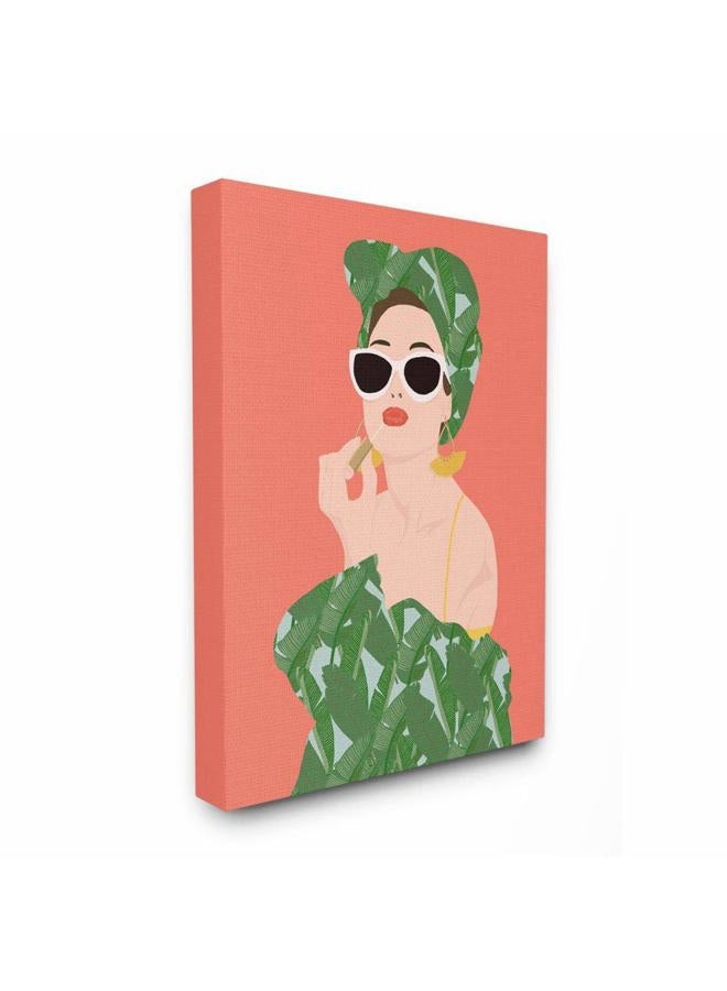 Stupell Industries Female Glamour in Tropical Fashion Lip Cosmetic Wall Art, 24x30, Pink - Image 1