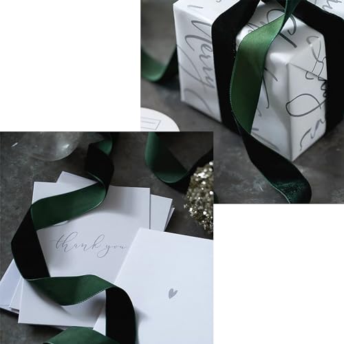 Sfoni Dark Green Velvet Ribbon for Gift Wrapping, Trimming Ribbon for Christmas DIY Craft Wedding Floral Holiday Valentine's Day Decoration Choker Hair Bow Hat Wreath Making, 1" x 10 Yards - Image 4