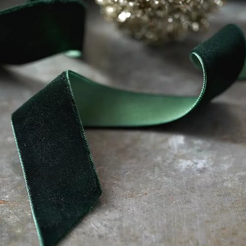 Sfoni Dark Green Velvet Ribbon for Gift Wrapping, Trimming Ribbon for Christmas DIY Craft Wedding Floral Holiday Valentine's Day Decoration Choker Hair Bow Hat Wreath Making, 1" x 10 Yards - Image 5