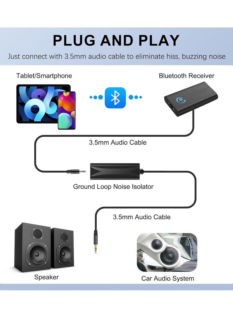 TLAXCA عازل ضوضاء حلقة الأرض المحسن، فلتر ضوضاء مع كابل صوت 3.5 مم لنظام صوت السيارة/الستيريو المنزلي (إزالة الضوضاء المزعجة) - أسود - Image 3