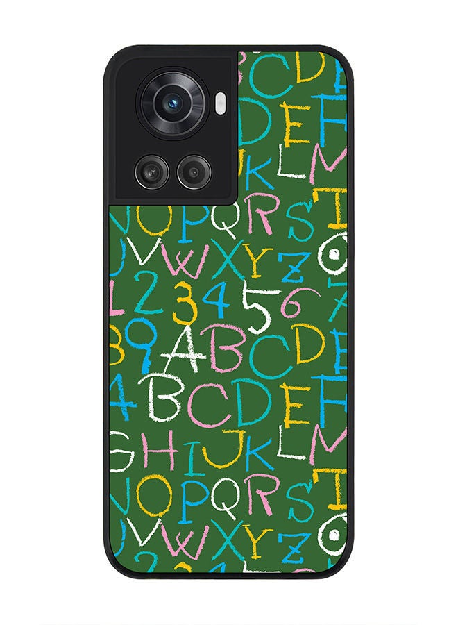 Stylizedd Rugged Black edge case for OnePlus 10R 5G/OnePlus Ace 5G Slim fit Soft Case Flexible Rubber Edges Anti Drop TPU Gel Thin Cover - Green Board Alphabets - Image 1