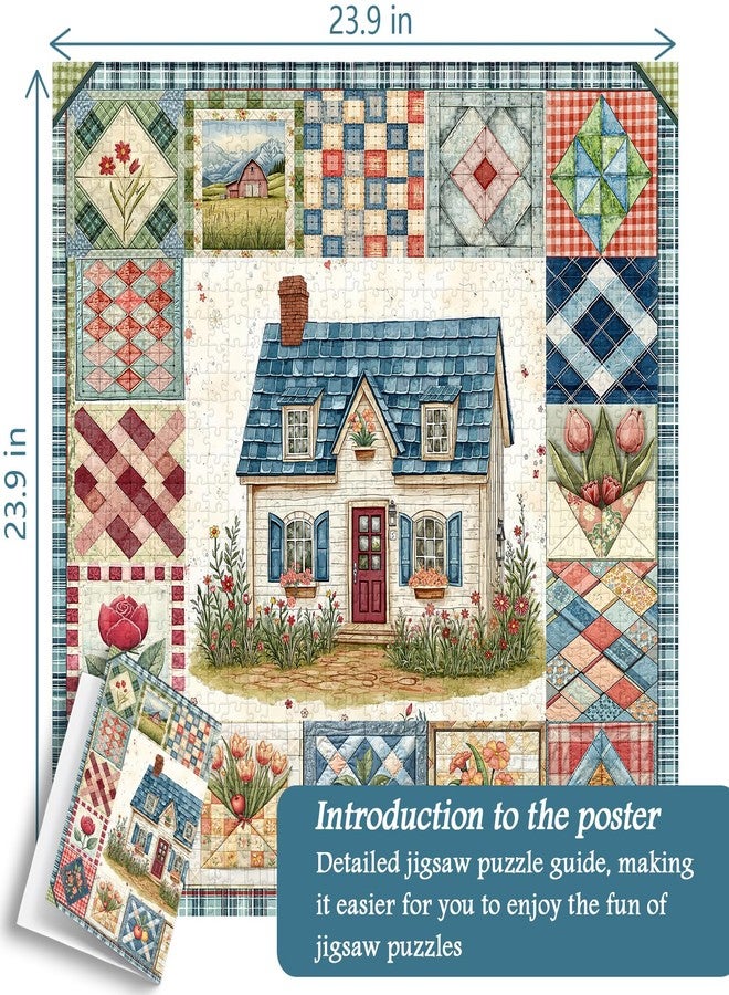 PICKFORU Patchwork Puzzles for Adults 1000 Pieces, PICKFORU Vintage Collage Puzzles House, Retro Spring Flower Pattern Puzzle as Wall Decor - Image 5