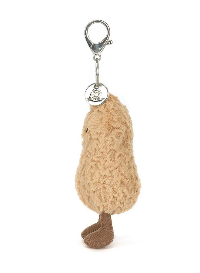 Jellycat سحر حقيبة الفول السوداني من أميزيبلز - سلسلة مفاتيح فول سوداني محشوة لطيفة بوجه مبتسم وقفل معدني - إكسسوار حقيبة ناعم بطول 18 سم للحقائب والمفاتيح والهدايا - Image 3