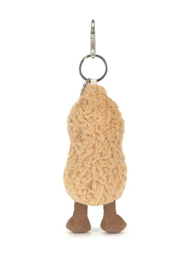 Jellycat سحر حقيبة الفول السوداني من أميزيبلز - سلسلة مفاتيح فول سوداني محشوة لطيفة بوجه مبتسم وقفل معدني - إكسسوار حقيبة ناعم بطول 18 سم للحقائب والمفاتيح والهدايا - Image 4