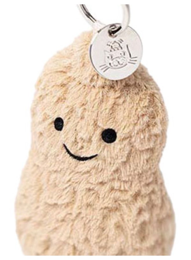 Jellycat Amuseables Peanut Bag Charm – Cute Plush Peanut Keychain with Smiley Face & Metal Clasp – Soft 18cm Bag Accessory for Backpacks, Keys & Gifts - Image 1