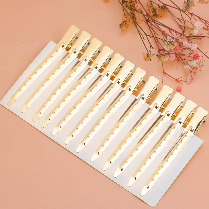 Bantoye 24 Packs Duck Bill Clips, Bantoye 3.35 Inches Rustproof Metal Alligator Curl Clips with Holes for Hair Styling, Hair Coloring, Gold - Image 4