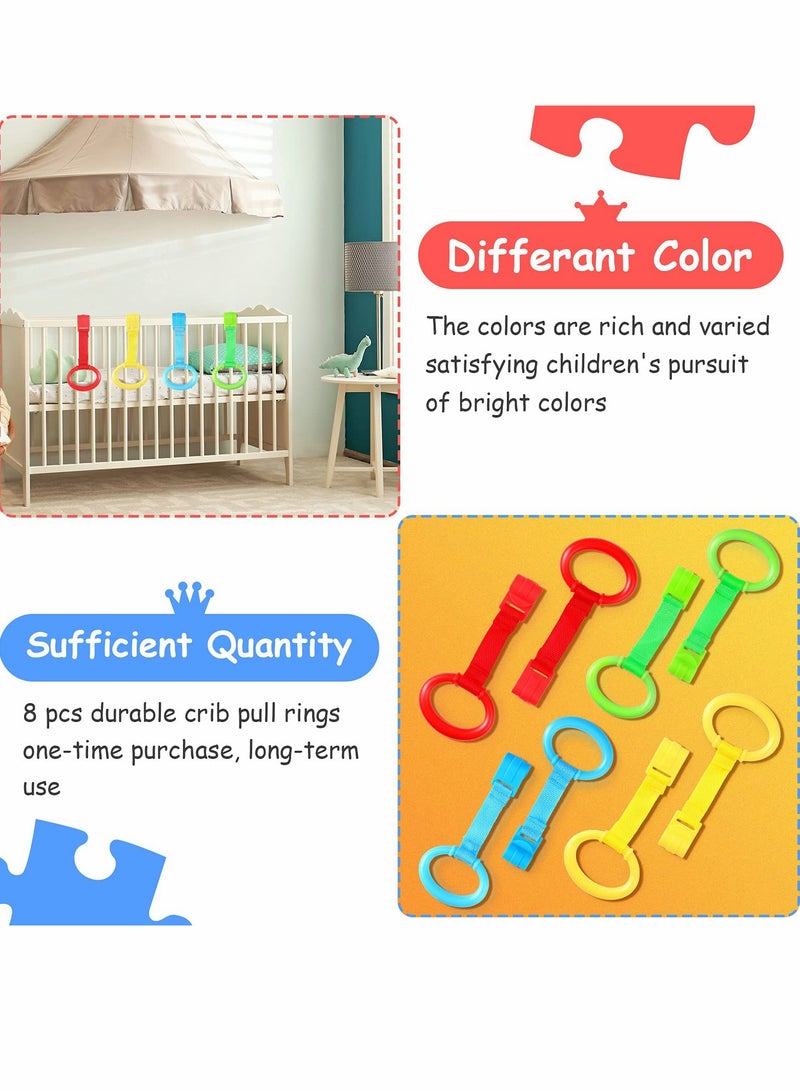 Baby Crib Pull Ring, Baby Walking Exercises Assistant Rings, Bed Stand Up Ring, Hanging Ring, Crib Pull Rings for Playpen, Play Gym, Cot Ring for Baby Toddler (8 Pieces) - Image 4