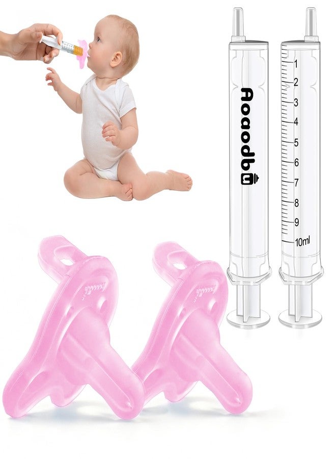 موزع أدوية الأطفال Aoaodbu، محقنة أدوية الأطفال، لهايات أطفال من عمر 0 شهر فما فوق، لهايات مصنوعة من السيليكون بنسبة 100%، خالية من مادة BPA (وردي، موديل 2) - Image 1