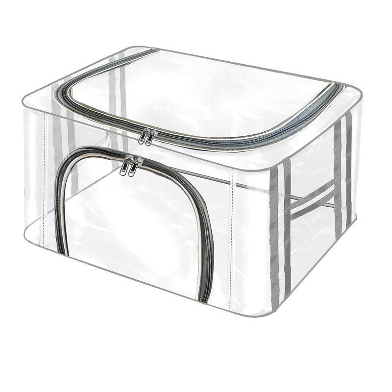 Trendifly transparent clothes organiser Bag wardrobe bedroom storage organizer box Moisture Dust proof 2 side Opening with zipper Undergarments Jeans Blankets Shirts Saree 42 32 28 1 - Image 1