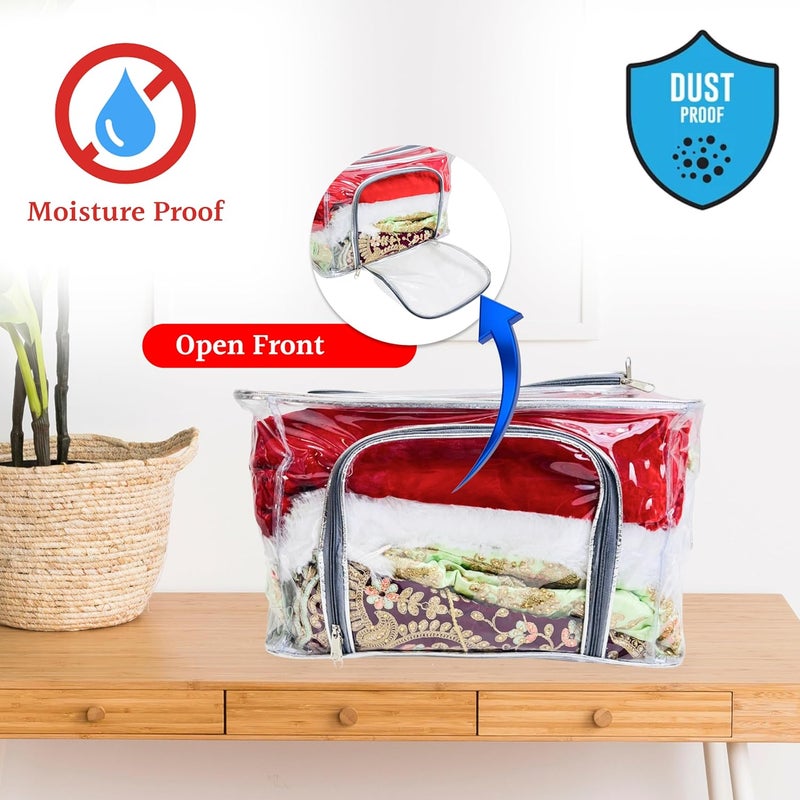 Trendifly transparent clothes organiser Bag wardrobe bedroom storage organizer box Moisture Dust proof 2 side Opening with zipper Undergarments Jeans Blankets Shirts Saree 42 32 28 1 - Image 5