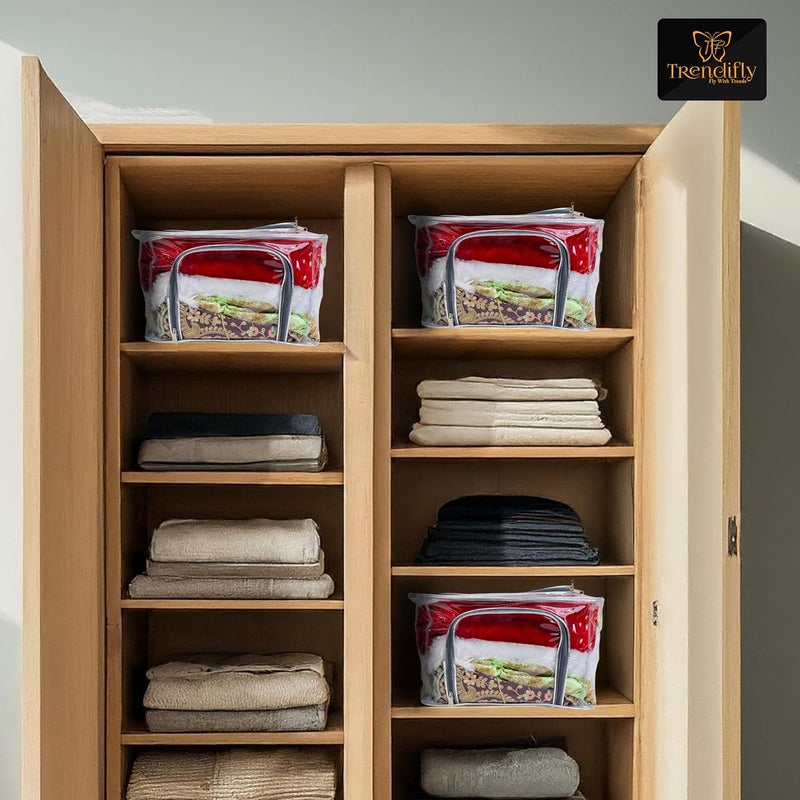 Trendifly transparent clothes organiser Bag wardrobe bedroom storage organizer box Moisture Dust proof 2 side Opening with zipper Undergarments Jeans Blankets Shirts Saree 42 32 28 1 - Image 4