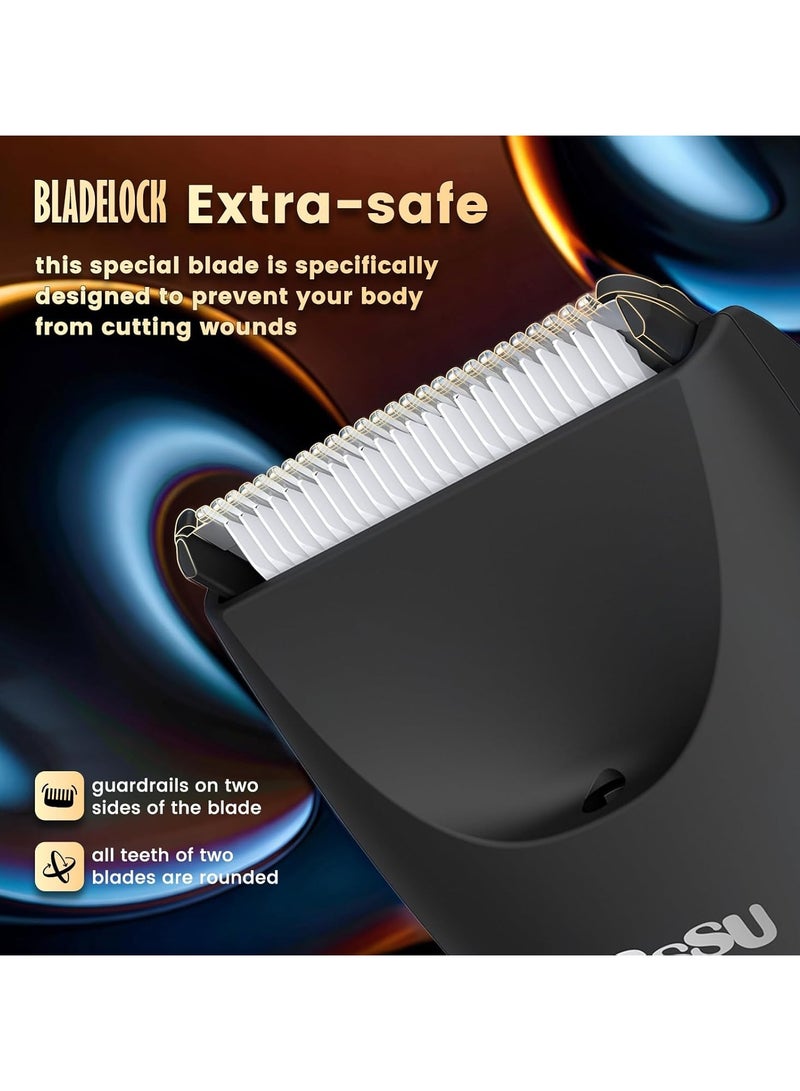 ENSSU Body Trimmer for Men, Electric Manscape Pubic & Groin Hair Trimmer with Skin-Safe Ceramic Clipper, Waterproof Trimmer for Chest, Beard, and Pubic Hair with LCD Display, Recharge Dock - Image 2