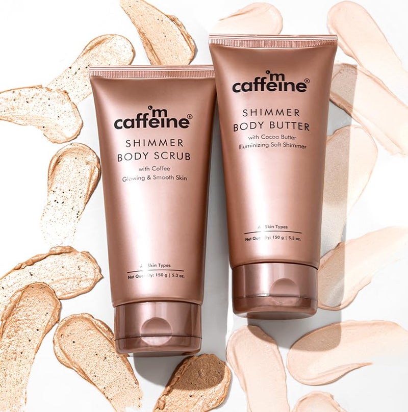 MCaffeine mCaffeine Shimmer Body Polishing Kit for women and men Shimmer Body Scrub with Coffee  Shimmer Body Butter with Cocoa Butter  For Illuminizing Soft Shimmer  Glowing Skin for men and women  - Image 1
